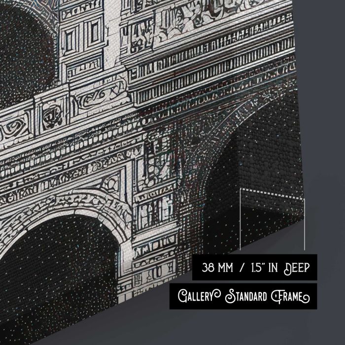 Intricate architectural fantasy canvas print, canvas surface and edge detail