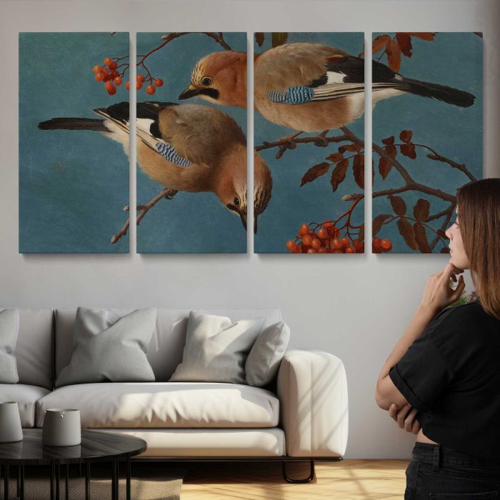 Jays, 1877, by Ferdinand von Wright canvas print, interior display view