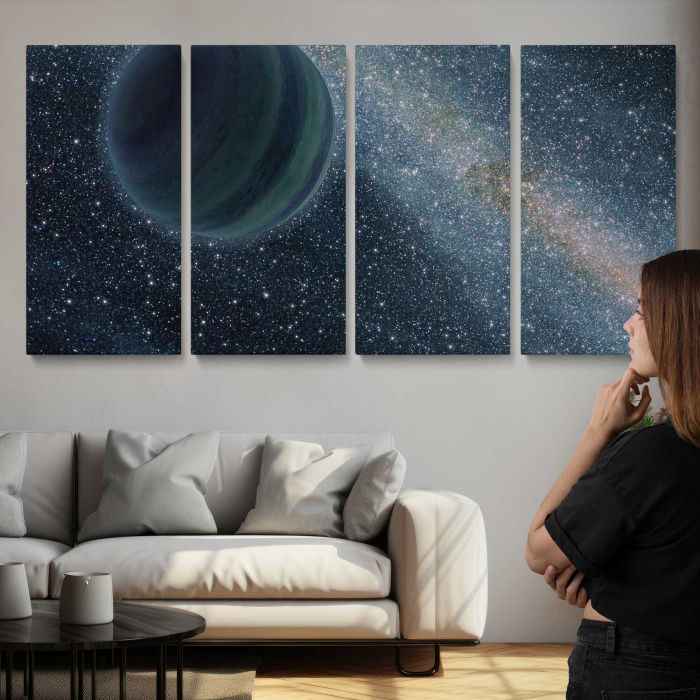 Jupiter-Like Planet Alone in Deep Space canvas print, interior display view