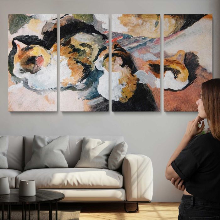 Katzenstudien — Study of a Cat (1909) by August Macke canvas print, interior display view