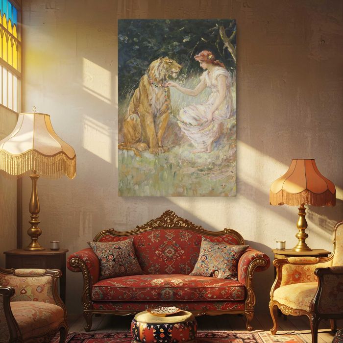 Lady and the Tiger (1900) by Frederick Stuart Church canvas print, interior display view