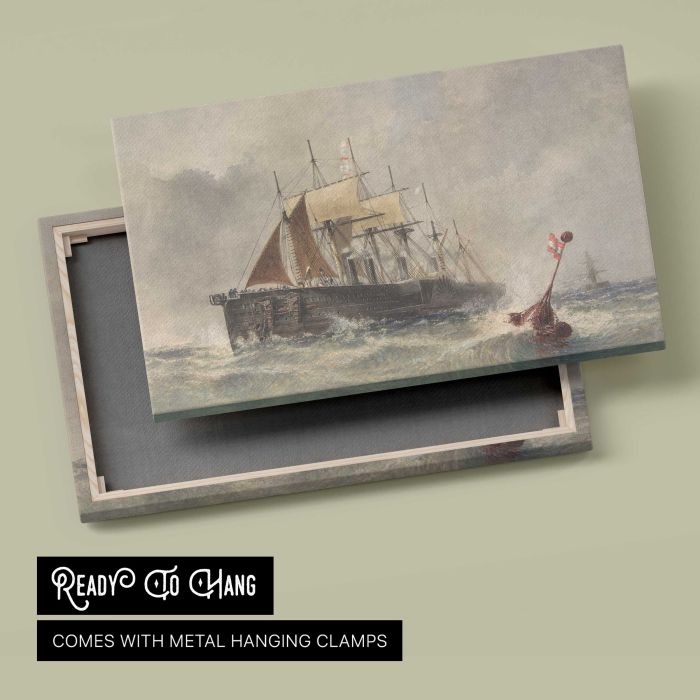 Launching the Buoy from the Great Eastern (1865) by Robert Charles Dudley canvas print, canvas reverse and frame view