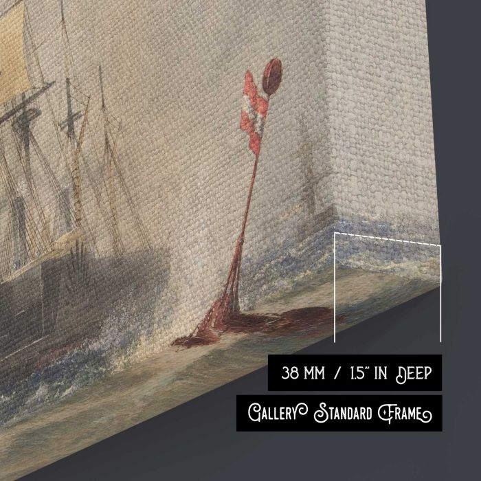 Launching the Buoy from the Great Eastern (1865) by Robert Charles Dudley canvas print, canvas surface and edge detail
