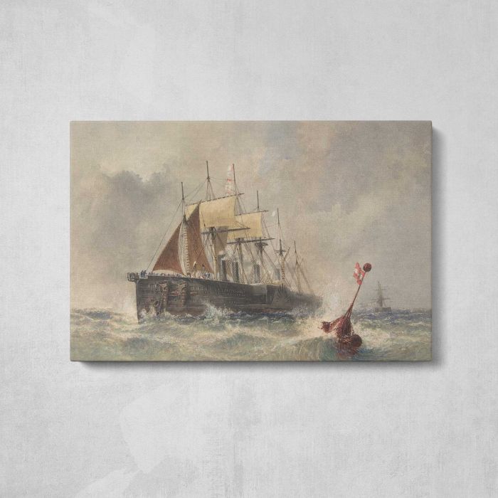 Launching the Buoy from the Great Eastern (1865) by Robert Charles Dudley canvas print, front canvas view
