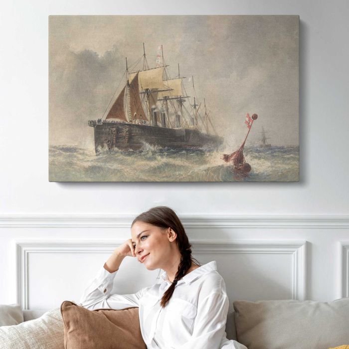 Launching the Buoy from the Great Eastern (1865) by Robert Charles Dudley canvas print, interior display view
