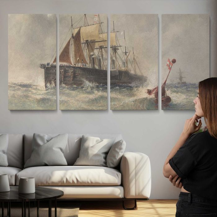 Launching the Buoy from the Great Eastern (1865) by Robert Charles Dudley canvas print, interior display view