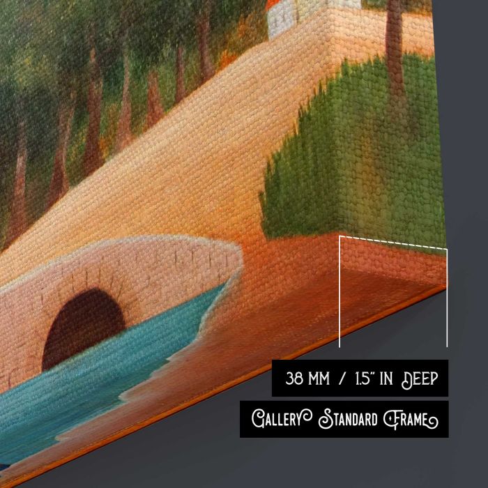 Le Moulin (1879) by Henri Rousseau canvas print, canvas surface and edge detail