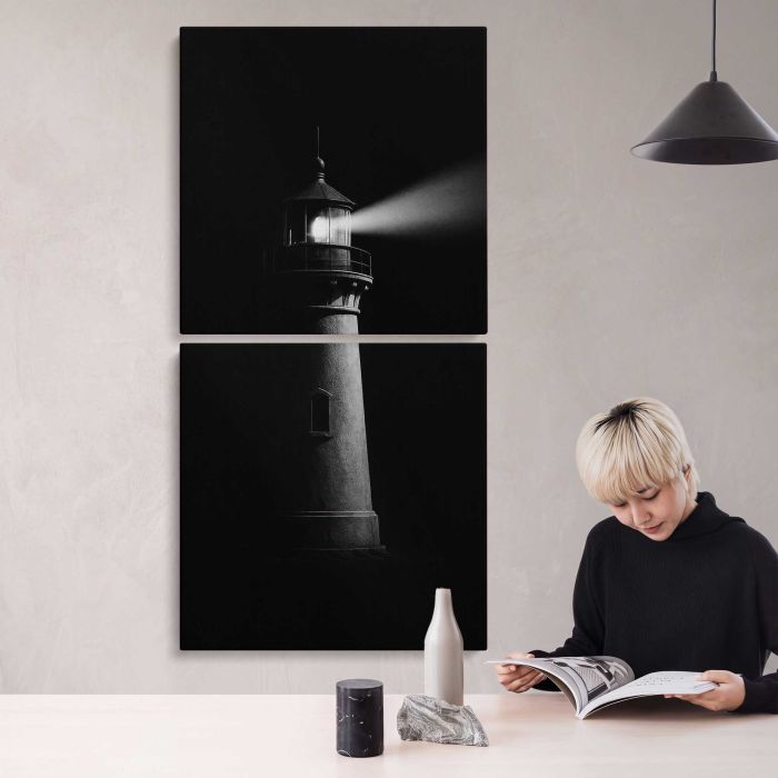 Lighthouse guiding through darkness canvas print, interior display view