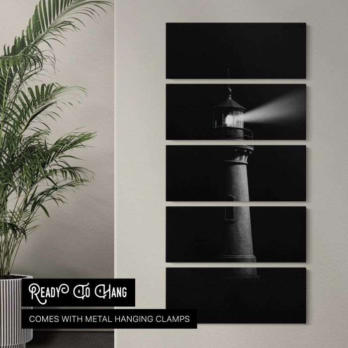 Lighthouse guiding through darkness canvas print, interior display view