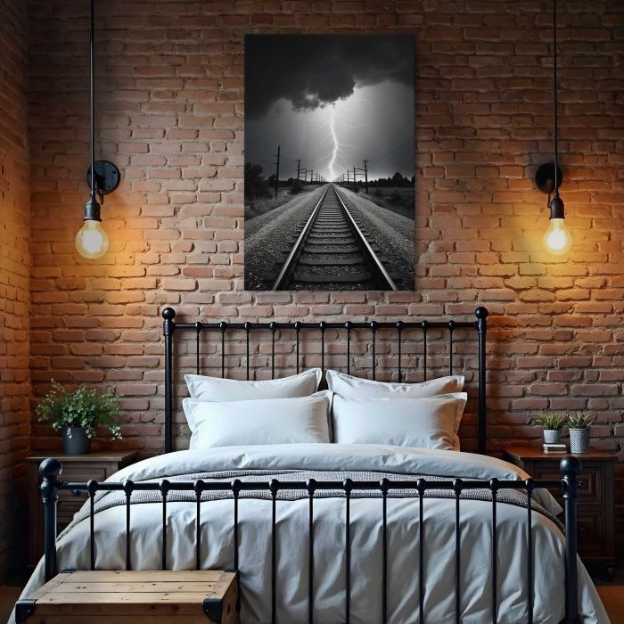 Lightning and Rainbow Thunderstorm canvas print, interior display view