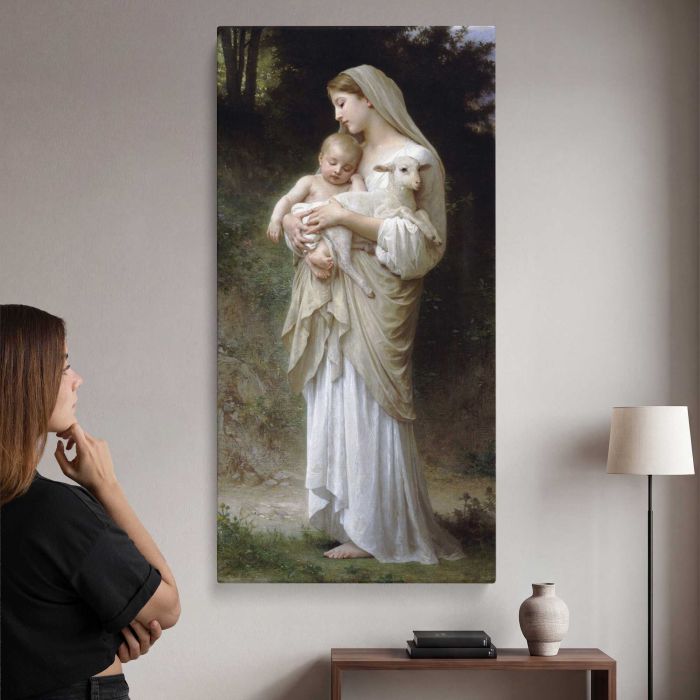 L’Innocence — Mother, Child and Lamb by William-Adolphe Bouguereau canvas print, interior display view