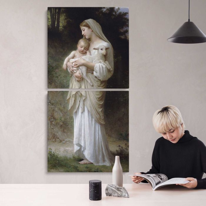 L’Innocence — Mother, Child and Lamb by William-Adolphe Bouguereau canvas print, interior display view