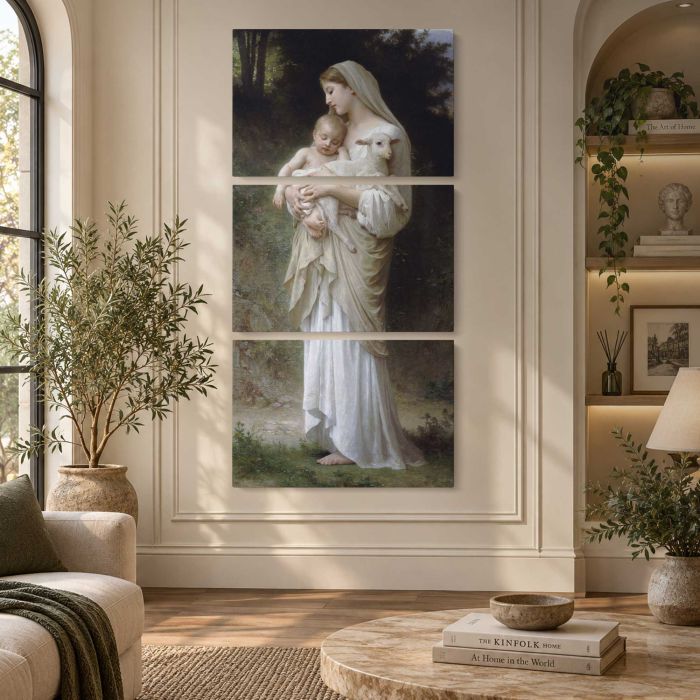 L’Innocence — Mother, Child and Lamb by William-Adolphe Bouguereau canvas print, interior display view