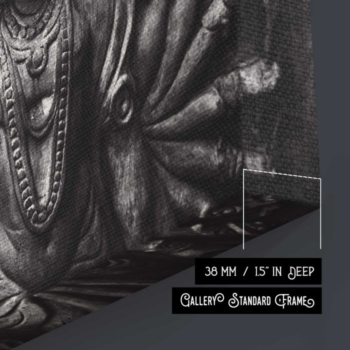 Lord Vishnu, Hindu religion sculptures canvas print, canvas surface and edge detail