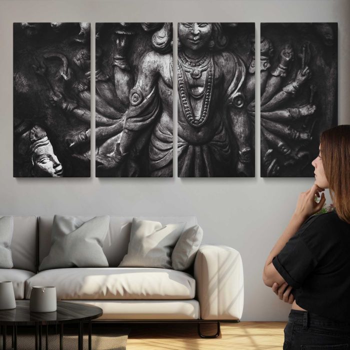 Lord Vishnu, Hindu religion sculptures canvas print, interior display view
