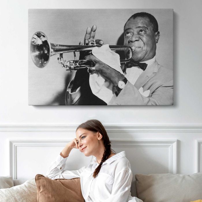 Louis Armstrong — Jazz Musician canvas print, interior display view