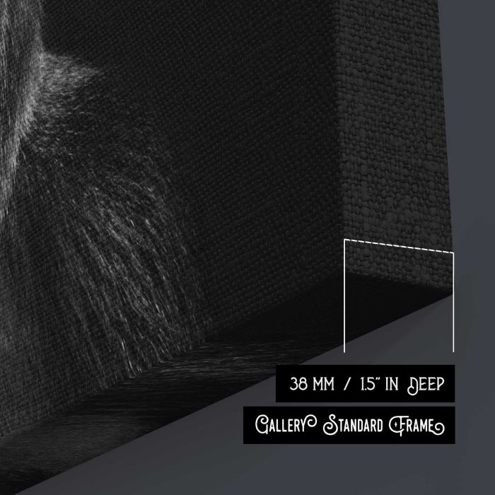 Lowland Gorilla on black background canvas print, canvas surface and edge detail