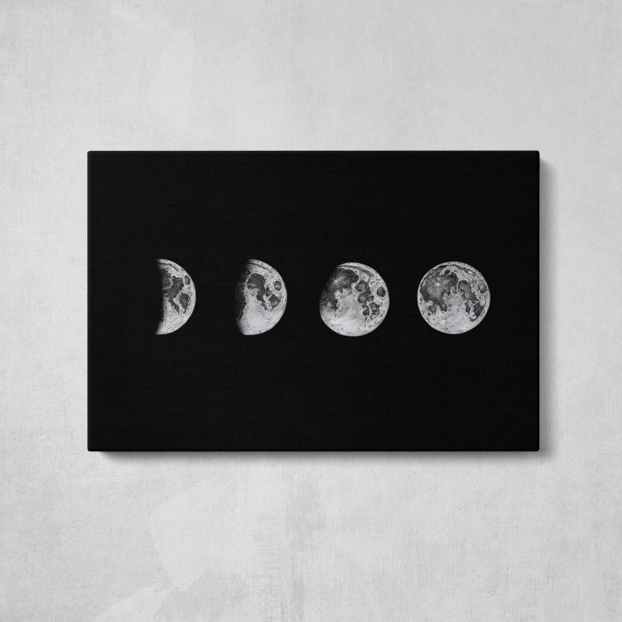 Lunar phase illustration canvas print, front canvas view