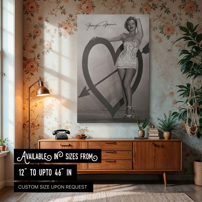 Marilyn Monroe Hand on Heart - Iconic Black and White Hollywood Photo canvas wall art
