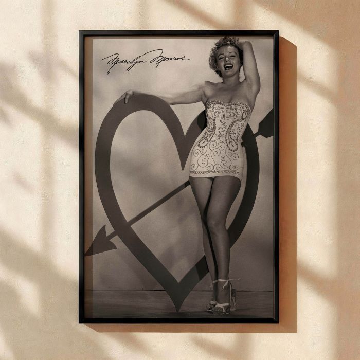 Marilyn Monroe Hand on Heart - Iconic Black and White Hollywood Photo canvas wall art - Image 2