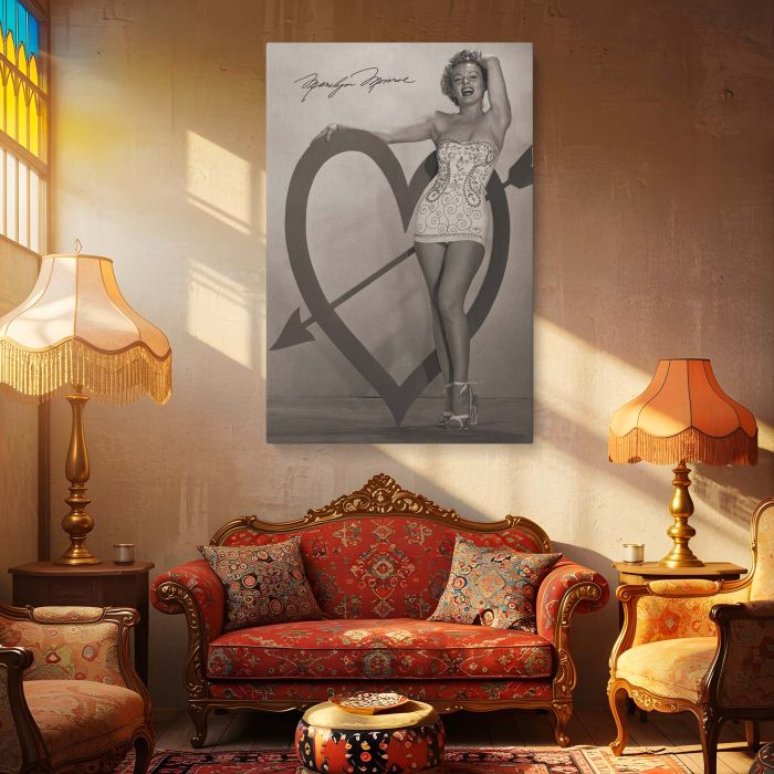 Marilyn Monroe Hand on Heart - Iconic Black and White Hollywood Photo canvas wall art - Image 4