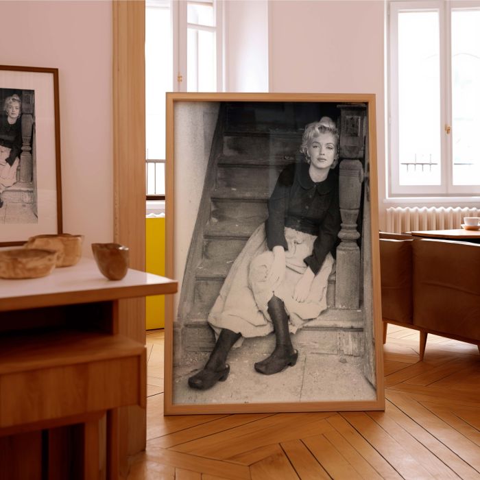 Marilyn Monroe on Staircase - Elegant Vintage Hollywood Shot canvas wall art - Image 8