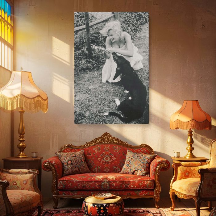 Marilyn Monroe Playing with Dog - Retro Glamour Photo Poster - Image 4