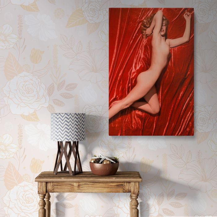 Marilyn Monroe Red Velvet Reclining Study I canvas print, interior display view