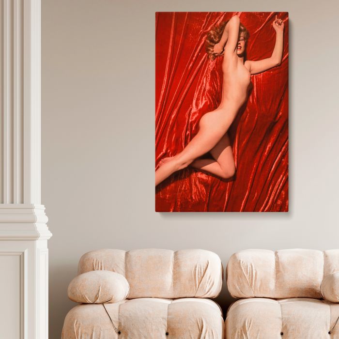 Marilyn Monroe Red Velvet Reclining Study I canvas print, interior display view