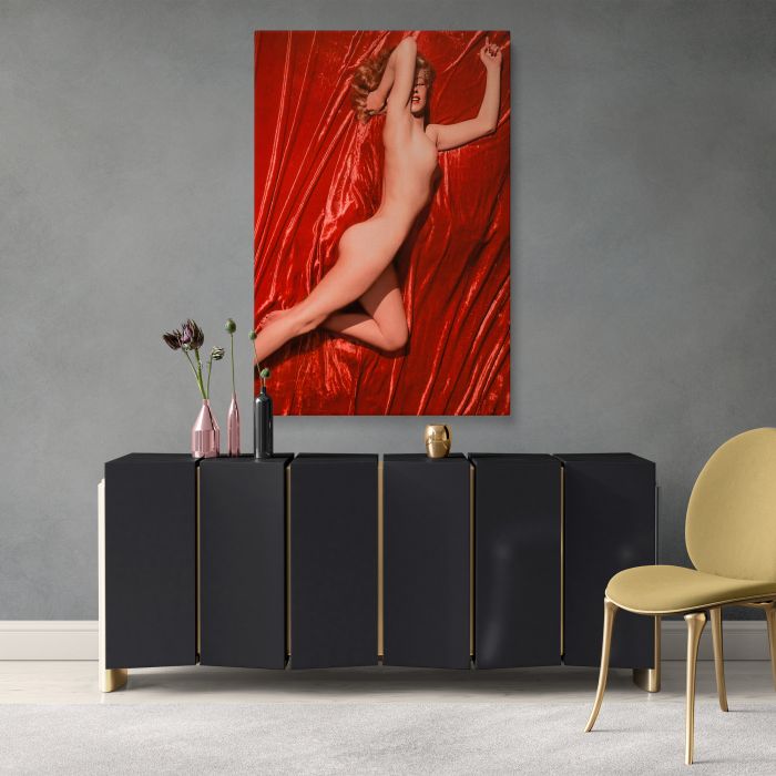 Marilyn Monroe Red Velvet Reclining Study I canvas print, interior display view