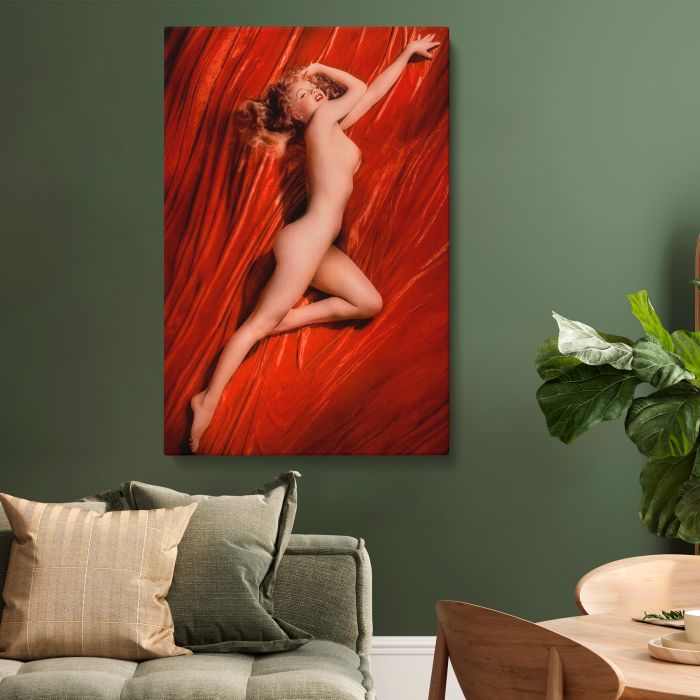 Marilyn Monroe Red Velvet Reclining Study II canvas print, interior display view