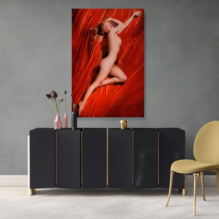 Marilyn Monroe Red Velvet Reclining Study II canvas print, interior display view