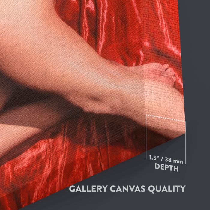 Marilyn Monroe Red Velvet Reclining Study III canvas print, canvas surface and edge detail