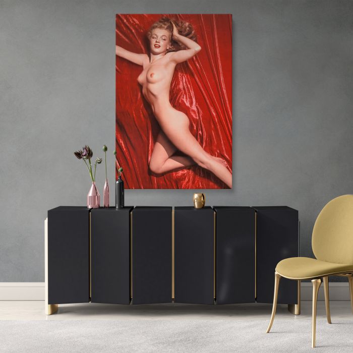 Marilyn Monroe Red Velvet Reclining Study III canvas print, interior display view