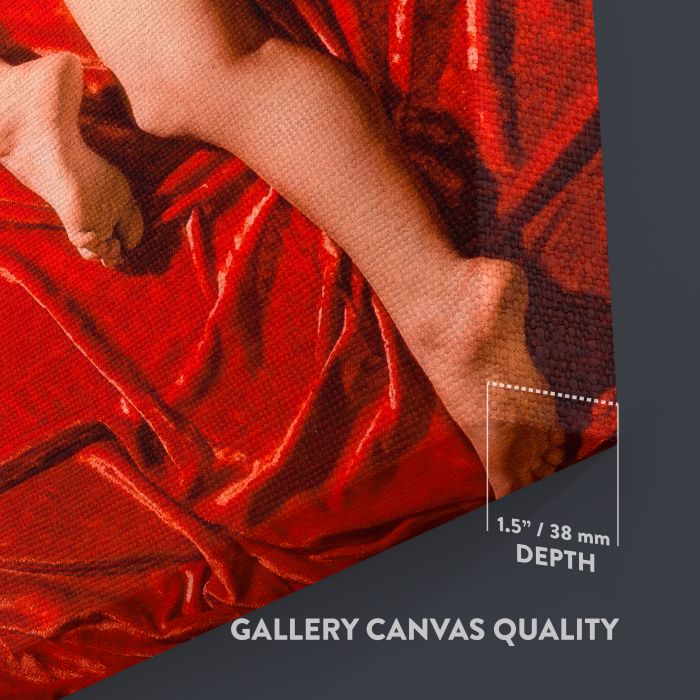 Marilyn Monroe Red Velvet Reclining Study V canvas print, canvas surface and edge detail