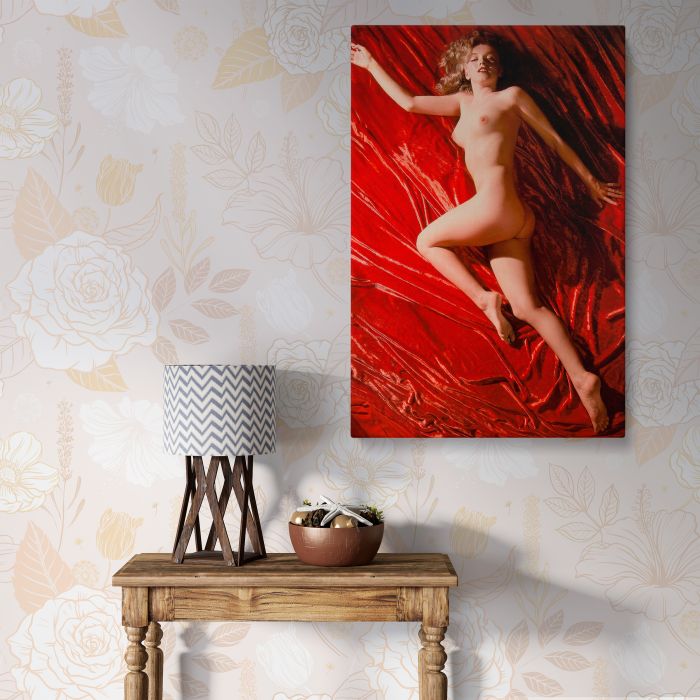 Marilyn Monroe Red Velvet Reclining Study V canvas print, interior display view
