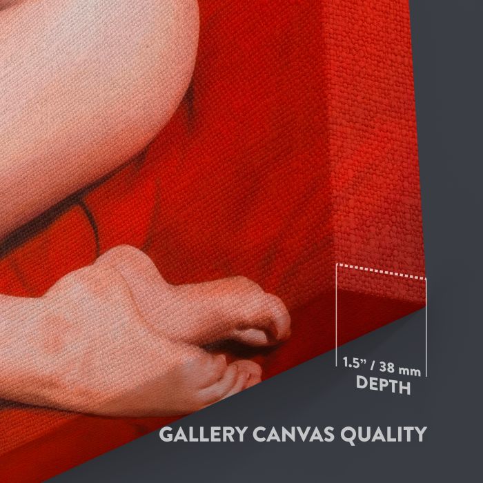 Marilyn Monroe Red Velvet Seated Study I canvas print, canvas surface and edge detail