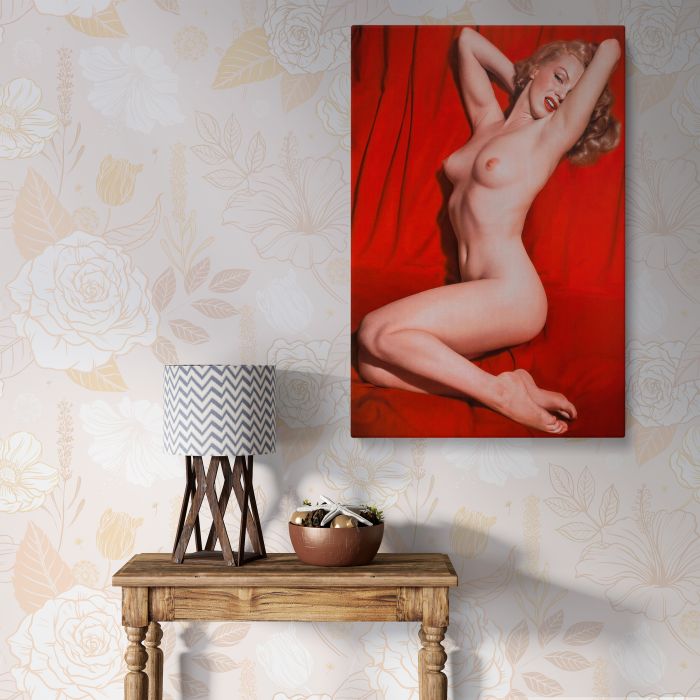 Marilyn Monroe Red Velvet Seated Study I canvas print, interior display view