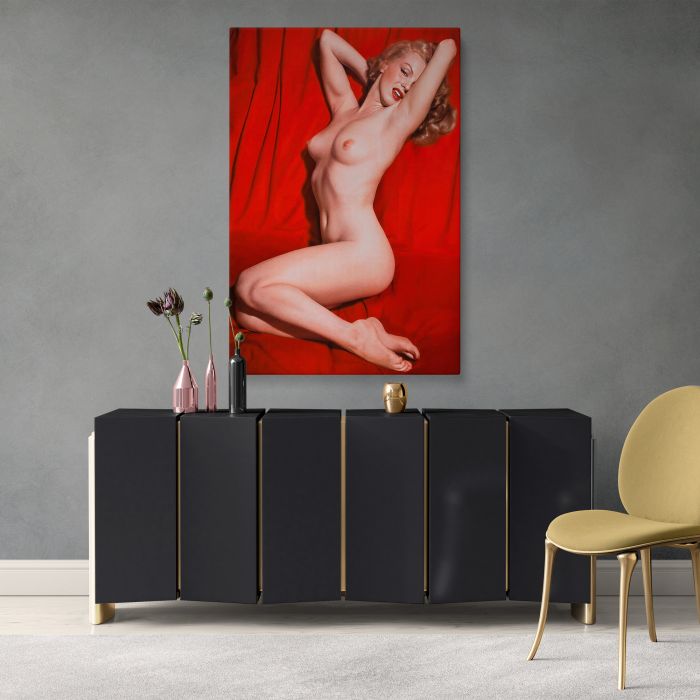 Marilyn Monroe Red Velvet Seated Study I canvas print, interior display view