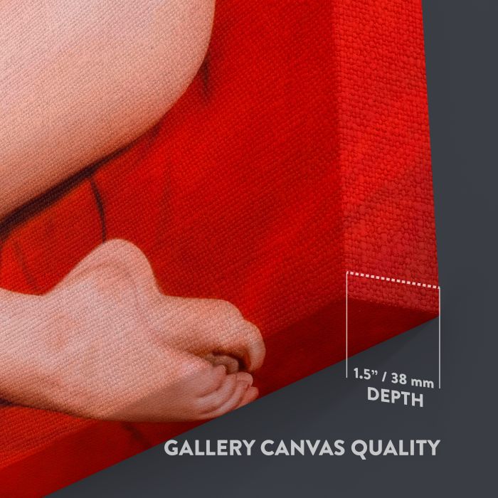 Marilyn Monroe Red Velvet Seated Study III canvas print, canvas surface and edge detail