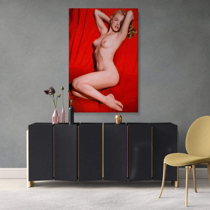 Marilyn Monroe Red Velvet Seated Study III canvas print, interior display view