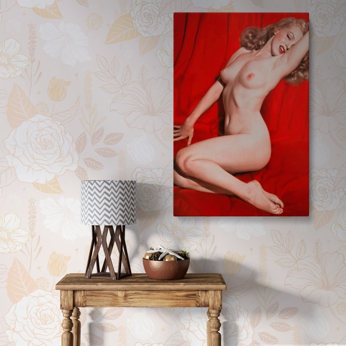 Marilyn Monroe Red Velvet Seated Study IV canvas print, interior display view