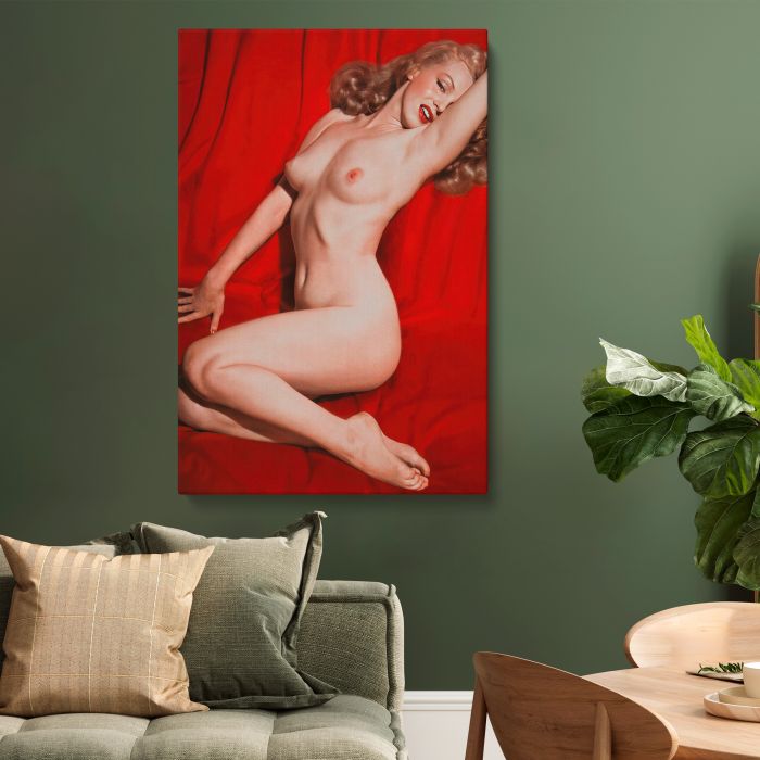 Marilyn Monroe Red Velvet Seated Study IV canvas print, interior display view