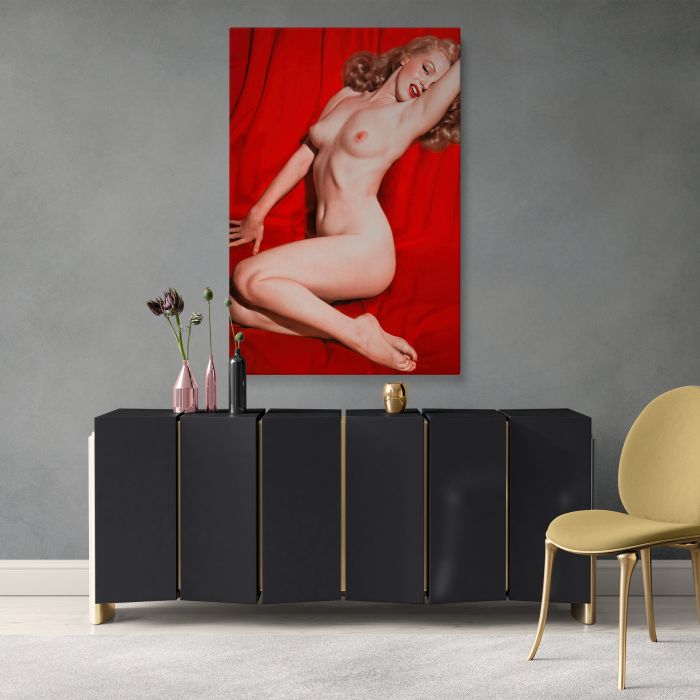 Marilyn Monroe Red Velvet Seated Study IV canvas print, interior display view