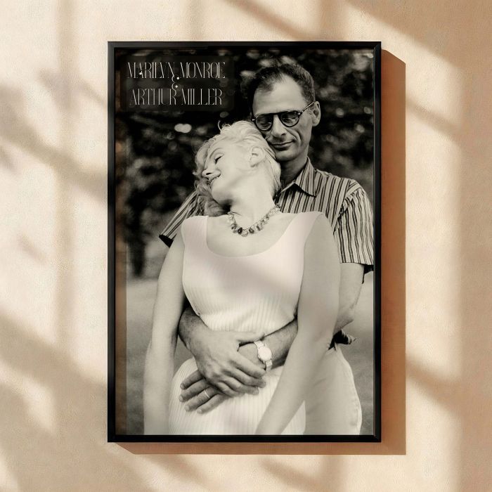 Marilyn Monroe with Arthur Miller - Vintage Love Scene Photo canvas wall art - Image 2