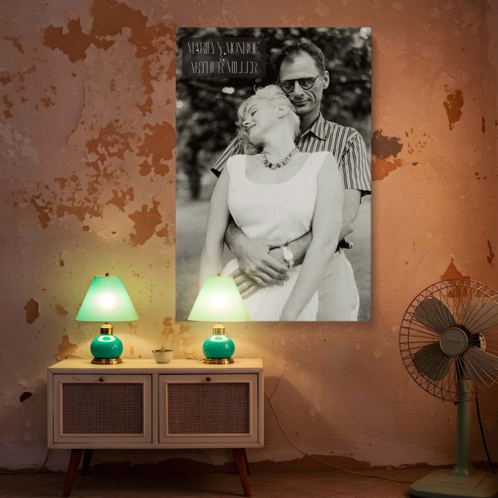 Marilyn Monroe with Arthur Miller - Vintage Love Scene Photo canvas wall art - Image 6