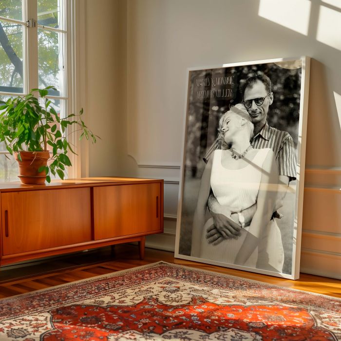 Marilyn Monroe with Arthur Miller - Vintage Love Scene Photo canvas wall art - Image 7