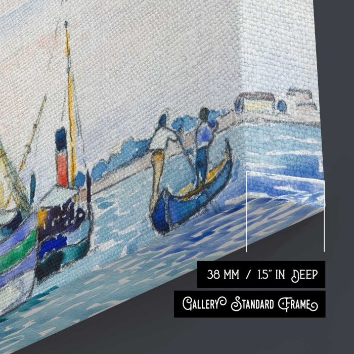 Marine Scene (Boats near Venice) (1903) by Henri-Edmond Cross canvas print, canvas surface and edge detail
