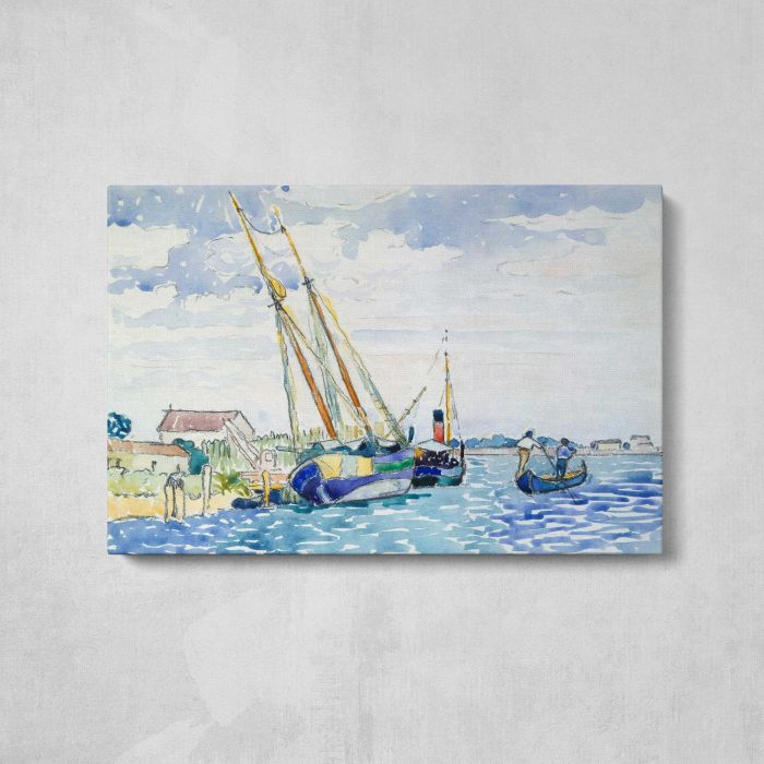 Marine Scene (Boats near Venice) (1903) by Henri-Edmond Cross canvas print, front canvas view