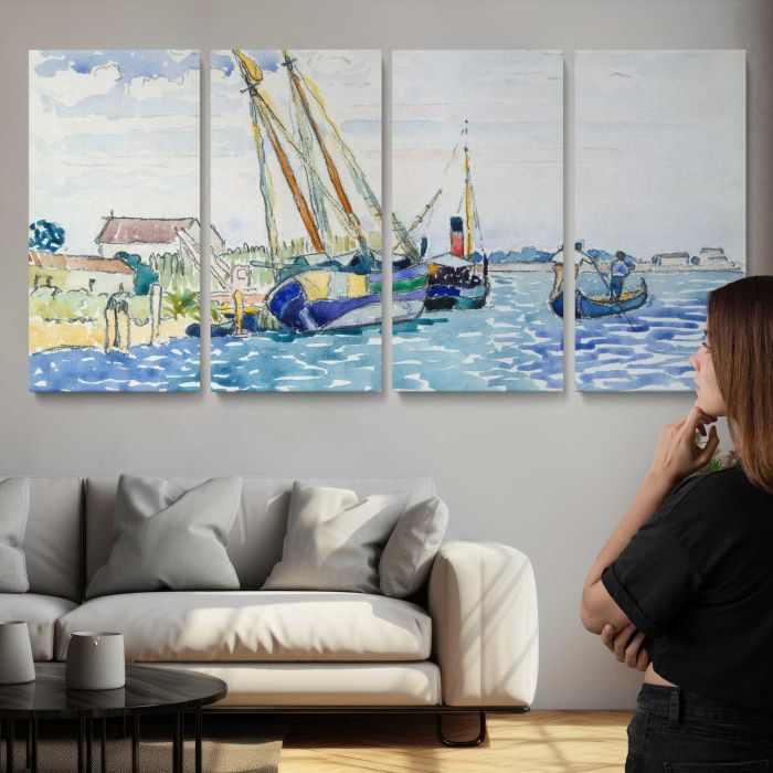 Marine Scene (Boats near Venice) (1903) by Henri-Edmond Cross canvas print, interior display view